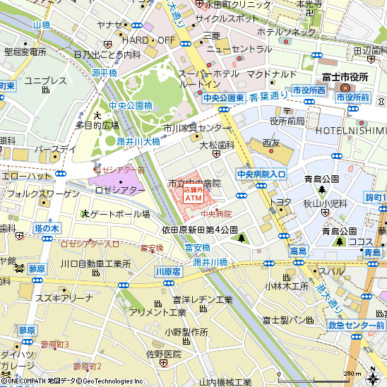 富士市立中央病院付近の地図
